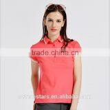 Slim Stand Collar T-shirt Women T-shirt Made From Judi Fabric thumbnail-1