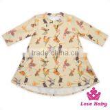 Casual Children Clothing Printed Long Sleeve Short Front Long Back With 2 Pockets Baby Girl Dress Net Frock Design thumbnail-6