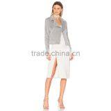 Autumn 2018 Lady Clothing Silver Faux Suede Zip up Motorcycle Jacket thumbnail-4