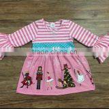 Top Quality 2017 the Latest Christmas Fancy Girl Clothes Wholesale Children Stripe Long Sleeve Dress thumbnail-1