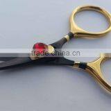 Fly Tying Razor Scissors 4" Set Straight & Curved Anodized Black & Gold Finish
