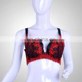 2015 Classical Full Cup Sexy Mature Women Red Lace Slip Embroidered Bra