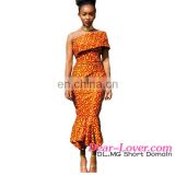 2017 Latest Design Sexy One Shoulder African Print Dress