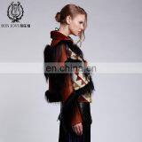 Wild Style Multicolored Goat Fur Coat Checked Merino Sheep Fur Jacket With Goat Fur Tassel Winter Women's Fashion Overcoat thumbnail-3