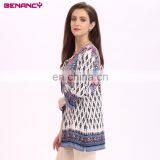 2017 Hot Selling In Stock Women Summer Boho Border Printed Tunic Tops thumbnail-4