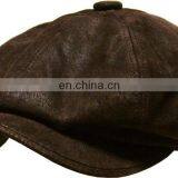 Genuine Leather Mens Ivy Hat Golf Driving Ascot Flat Cabbie Newsboy thumbnail-4