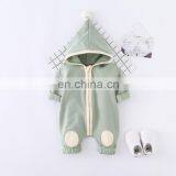 Wholesale Long Sleeve Solid Color Zipper Hoodie Autumn Winter Baby Romper thumbnail-4