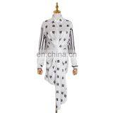 Asymmetrical Print Dresses For Women Lapel Collar Long Sleeve High Waist Tunic Mini Dress 2020 thumbnail-1