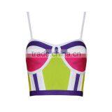 2015 Summer New Fashion Ladies Rayon Knitted Stretch Deep Strap Cute Sey Bandage Bustier Crop Tops thumbnail-1