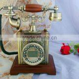 oak antique telephone on wooden chair