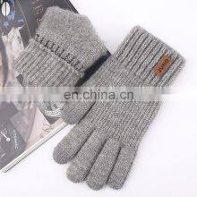 Custom Logo Winter Knit Mittens Gloves Touchscreen Warm Thermal Soft Elastic Gloves for Women Men thumbnail-3