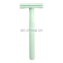 Natural Shaving Customized Green Double Edge Womens Safety Shave Razors For Gift thumbnail-1