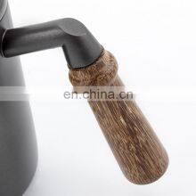 Amazon Hot Sale 600ml Stainless Steel Gooseneck Coffee Drip Kettle With Wood Handle, Black thumbnail-2