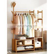 Luxury Bamboo Multifunction Coat Racks Garment Coat Hanger Clothes Organizer Hanger Hooks Stand Clothes Rack thumbnail-3