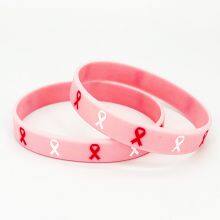 Factory Direct in Stock Healthy Breast Awareness Ribbon Public Service Announcements Soft Smoothly Silicone Bracelet thumbnail-2