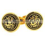 Stainless Steel Cuff Links For Men Black & Gold Dragon, Chinese Dragon Cufflinks thumbnail-1