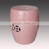 18" pink glazed chinese porcelain garden stool