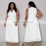 F20260A High quality evening dress for fat women lace dress patterns xxxxl women plus size clothing deep v neck dress