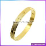 Gold Plated Stainless Steel Engraved Jewelry Bangles