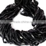 Beautiful 5 Strands Synthetic Black Stone Beads Uneven Square Tube Beads 14" Long Approx- 3x8mm-4x10mm Black Rectangle B thumbnail-1