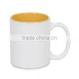 AB Grade Inside Yellow Sublimation Coated Mug, 11oz Sublimation Coated Two Tone Inside Color Mug--orange