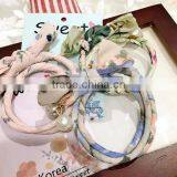 High Quality Custome Printed Floral Cat Ear Hair Tie Ponytail Holders Elastic Bands thumbnail-1