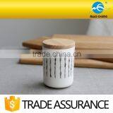 Customized Small Ceramic Storage Jar With Wood Lids thumbnail-1