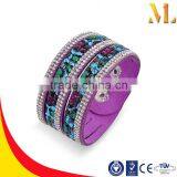 MBRL14 Purple and Blue Leapard Sexy Austrian Crystal Slake Leather Wrap Bracelet thumbnail-1