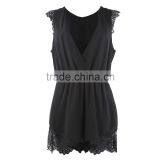 Women's Wholesale Clothing Jumpsuits Women, White Black Jumpsuits With Lace Insert thumbnail-3