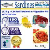 (125 g ) Canned Sardines in Vegetable Oil With Harissa ,High Quality Canned Sardines,125g Sardines in Cans With Harissa 125g thumbnail-1