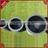 3-PC Cylindrical Shape Stackable Plastic Wicker Outdoor Garden Pots Large thumbnail-4