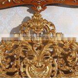 Royal Place Gold Leaf Finished Full Solid Wood Carving Bed, Arabic Golden Style Bedroom Furniture(MOQ=1 SET) thumbnail-2