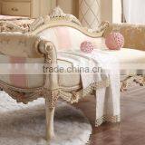 French New Classical Home Furniture Solid Wood Floral Carving Matching Bed Bench thumbnail-1