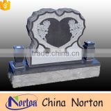 New design mirror polished black granite carved heart shaped headstone for resell NTGT-067L