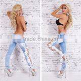 Women Denim Pants Wholesale Price Sexy Lace Jeans thumbnail-5