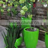 Green glossy Fiberstone pots, polystone planters