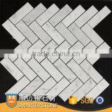 White Carrara Mosaic Herringbone Parquet Flooring Thickness 1cm