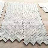 Carrara White Marble Herringbone Mosaic Tile Bianco Carrara Herringbone Tile thumbnail-4