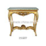 Hand Carved Living Room Furniture Small Size Console Table With Green Marble