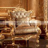 Luxury Fancy Customized European Louis XV Magnificent Exquisit Wood Carved Golden Living Room Furniture Sofa Chair Set thumbnail-4