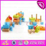 2015 Pull Shape Blocks Train Toy, Образовательный деревянный поезд-тяжёлая лошадь из кубиков, Новый дизайн деревянных кубиков-игрушки - маленький поезд-тяжёлая лошадь W05C020 thumbnail-4