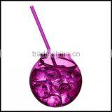 580ml Purple Plastic Party Beaker Tumbler & Straw Cups Cocktail Juice Cup Ball Bowl thumbnail-1