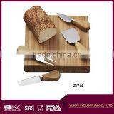 4 Pieces Set Cheese Knives With Bamboo Wood Handle Steel Stainless Cheese Slicer Cheese Cutter (Round Bamboo Handle) thumbnail-2