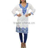 Ladies Kurta Neck and Sleeves Designs Embroider Pathani Kurta HSK2513 thumbnail-1