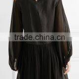 New Style Bohemian Floral Embroidery Design Embroidered Linen And Silk-Chiffon Long Billowy Sleeves Mini Dress 2017 HSD5908 thumbnail-3