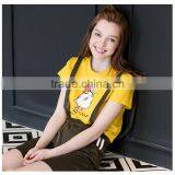 Custom Cotton Printing T Shirts Cartoon White O-neck T Shirt Women thumbnail-1