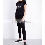 Wholesale Women Short Sleeves Black Front-printed T-shirt(DQE0073T) thumbnail-2