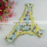 Stock Hot Female Free Size Yellow Thong G-string Cotton Sey Underwear Women's Panties Low Waist V-string Lingerie Intimates Thon thumbnail-2