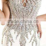 Lux Beaded Sleeveless Satin Sexy Bridal Dress thumbnail-4