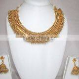 GOLD PLATED TEMPLE DESIGN Necklace RAMLEELA EARRING Set thumbnail-3